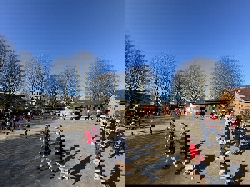 Children running at spring event